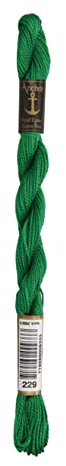 Anchor Perlgarn Stärke 5 4585000-00229 dunkelgrün Stickgarn, 100 % Baumwolle, 5g Strängchen