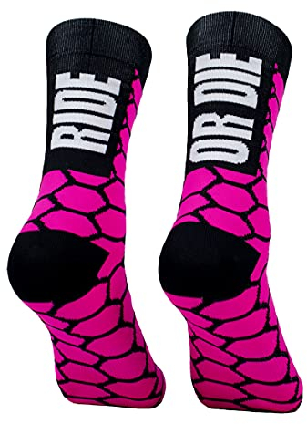 PERRO LOCO CLOTHES Calzini compressivi per ciclismo, con rinforzo sulla punta, Edizione limitata. (IT, Numero, 46, 48, Regular, Regular, Rosa)