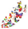 Oblique Unique 3D Schmetterlinge Doppelflügel Effekt Blumen 12er Set Dekoration Wandtattoo (Regenbogen)
