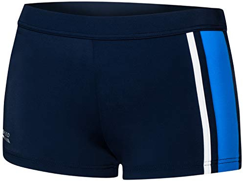 Aqua Speed Amos Costume da Bagno Corto Elastico para Uomo | Calzoncini da Bagno | UV-Protection | 08. / 42 Blu Navy Bianco | Taglia: M