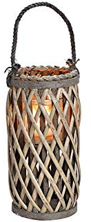 Wurm Laterne Weidengeflecht mit Windlicht Glas Braun (B/H/T) 15x31x15cm