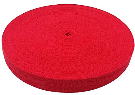 BornFeel Baumwoll Schrägband 25mm 45m Weiß/Schwarz/Natur Weiß/Rot/Lila Einfassband Baumwolle Nahtband Natur Baumwollschrägband mit Fischgrätenstich für Wimpelkette Schneidern Schürze Craft Nähen