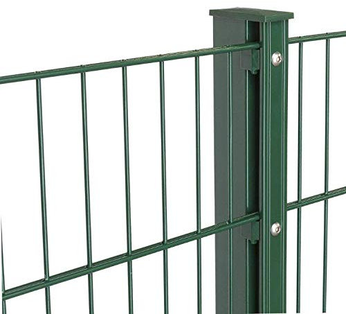 schwerer Doppelstabmattenzaun 8/6/8 Höhe 1,03 m Pfosten mit Abdeckleiste 10m bis 60 m Anthrazit + Moosgrün (15m, Moosgrün Ral 6005)