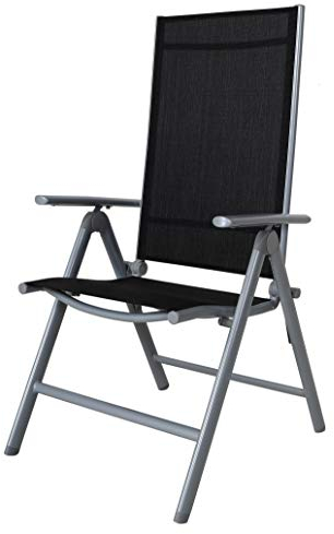 Chicreat Campingstuhl mit hoher Rückenlehne, Aluminium - Silber/Schwarz, 67 x 59 x 113 cm