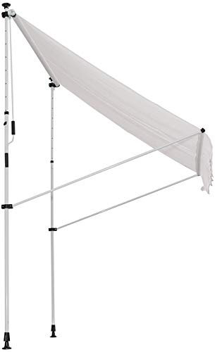 Outsunny Toldo Manual Retráctil 2x1,5 m Toldo Exterior Terraza Enrollable Altura Ajustable con Manivela 170-280 cm Sin Taladro para Balcón Jardín Blanco