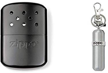Zippo Unisex's Hour Heat Easy Fill Re-Useable Hand Warmer, Matte Black 12 Hr & Fuel Canister Keychain | Refill Lighter Fluid | Refill Windproof Lighter & Zippo Refillable Hand warmer