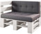 sunnypillow Palettenmöbel Europaletten Indoor und Outdoor Lounge Gartenmöbel Holz Gartenmöbel Set Lounge Möbel Terrasse Balkon Loft Stil Paletten | Weiß Eckbank 120 x 80 cm Höhe : 30 cm