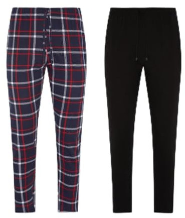 FM London Mens (2-pack) Pyjama Bottom, Navy, M UK