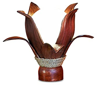 Kokoslampe Tischleuchte - Kokosnuss Nachttischlampe - Standleuchte aus Sisal Kokosrispen - Dekoration für Wohnzimmer, Schlafzimmer oder auch Flur/Foyer (HAIKU)