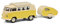Schuco 452026700 VW T1 Camper mit Wohnanhänger, Bus mit geschlossenem Campingdach, Modellauto, Maßstab 1:64, gelb, Large