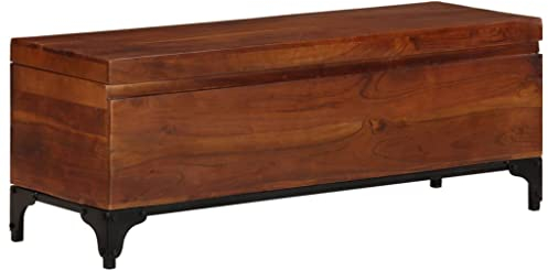 vidaXL Akazienholz Massiv Aufbewahrungstruhe Holztruhe Couchtisch Truhentisch Spielzeugkiste Truhe Kaffeetisch Beistelltisch 110x35x41cm