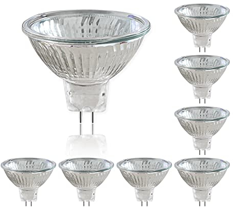 8 Stück MR16 GU5.3 Halogenstrahler 50W 12V, 2700K Warmweiß Dimmbar, 660LM, Halogen Reflektor Glühbirne, GU5.3 Bi-Pin Base, Strahler 36° Abstrahlungswinkel, für Strahler Einbau Schienenbeleuchtung