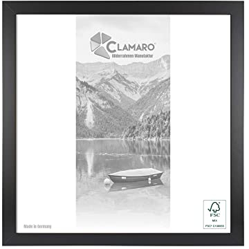 CLAMARO 'Collage' Bilderrahmen 24x24 quadratisch | Schwarz Matt | Handgefertigter moderner eckiger Bilder- u. Fotorahmen inkl. Acrylglas, Rückwand und Aufhänger (querformat & Hochformat)
