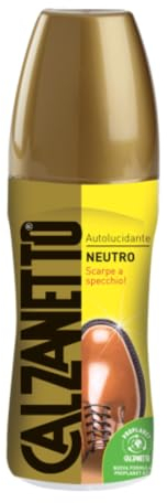 Calzanetto, Autolucidante Proplanet, Autolucidante per scarpe in pelle lucida, liscia ed finta pelle, Neutro, flacone liquido con spugna incorporata, nuova formula proplanet