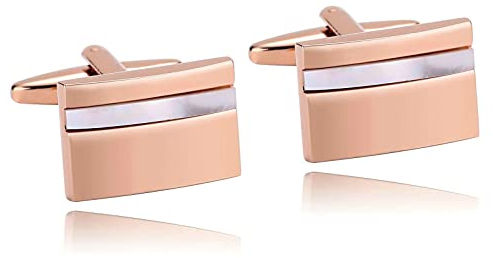 Whoiy Manchettenknoepfe Hochzeit Rosegold, Manschettenknöpfe Herren Gravur Edelstahl Camber-Rechteck für Männer Smokinghemd Kostenlos Gravieren