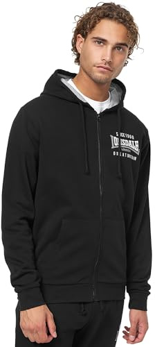 Lonsdale Herren Kapuzensweatjacke mit Reißverschluss Normale Passform LINTMILL XXL, Black/White/Grey