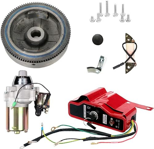 Carkio Electric Start Kit Starter Motor Flywheel Switch Compatibile con Honda GX240 8HP GX270 9HP Engine Starter Motor Flywheel Key Switch Coil Kit