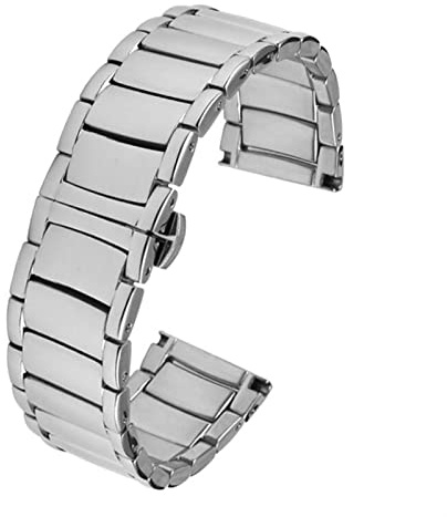 AEMALL Massives Edelstahl-Armband, 22 mm, für Armani AR60006/AR1980/AR1981/AR1853/AR11238 Herren-Uhrenarmband mit Schmetterlingsschnalle, 22 mm