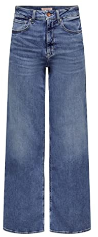 ONLY Damen Jeans ONLMADISON Blush HW Wide Blau - Medium Blue Denim Stretch XS-XL, Größe:S/32, Farbe:Medium Blue Denim 15282980