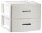 AC - Cajonera de Ordenación Modelo Rattan - 2 Niveles - Torre de almacenaje Multiusos, Organizador Auxiliar, Almacenamiento, baño - 31,5 x 36,5 x 36,5 cm - Color Blanco