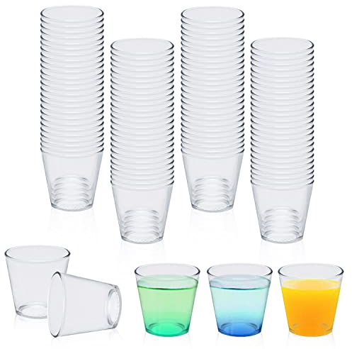 Vasos Chupito Plastico, 100 Pedazos Vasitos Aperitivos Plastico, 30 ml Vasos de Chupito Plastico, Reutilizable Vasitos para Postres Adecuado para Fiestas Bodas Reuniones Cumpleaños Picnics etc