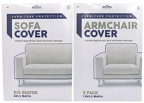 2/3 Seater Sofa Cover plus Two Armchair Covers - Furniture Protection- Dust Protector - Waterproof Polythene Storage Bag for Moving or Removal