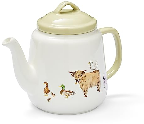Cooksmart British Designed Ceramic Tea Pot | Large Teapot for Serving Hot Drinks | Tea Pots for All Family Sizes - Buttercup Farm