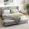 Daesar Doppelbett Polsterbett 180x200, Bettgestell mit Lattenrost und Kopfteil, Modern Bett Grau Linen für Erwachsene Jugendliche
