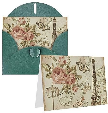 Paris Vintage Postkarte Druck Grußkarten Blanko-Karte mit Umschlägen für Business, Einladungen, Geburtstag, Hochzeiten 10,2 x 15,2 cm