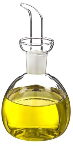 LEKE GO Aceitera de Cristal antigoteo Redonda para Mesa Cocina 500 ml (Redonda 500 ml)