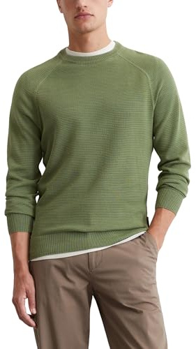 Marc O'Polo Herren Strickpullover aus Bio-Baumwolle mit Rundhalsausschnitt, Grün (Victorian Mist), XXL