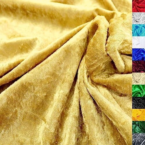 TOLKO 1m Pannesamt Stoff Meterware | glänzender Stretch Samt 145cm breit für Vorhänge Gardinen Bühne Kostüm Kleid Bekleidung | Pannesamt-Dekostoff | Stoffe zum Nähen Meterware Dekorieren (Gold Beige)