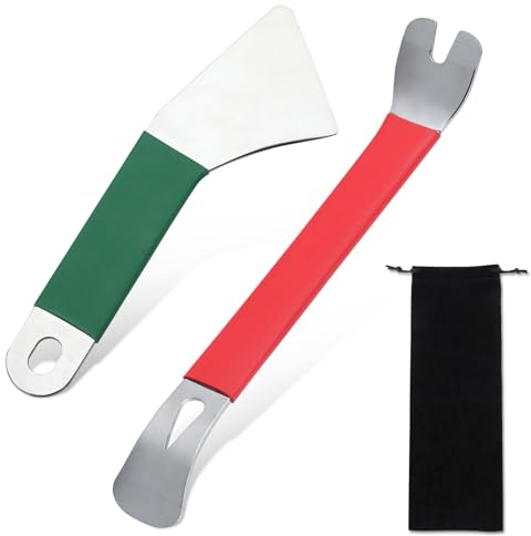 LEONTOOL 2 PCS Auto Trim Removal Tool Kit, Stainless Steel Metal Pry Tool Car Trim Removal Tool, No-Scratch Pry Bar Car Clip Removal Tool for Car Interior Door Panel, Dashboard, Clips, Baseboard