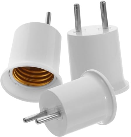 3 Stück E27 Lampenfassungsadapter für E26 und LED Lampen | ABS und Kupfer, Einfache Handhabung mit Verbindung, Weiß, für Nachtlicht und Wegbeleuchtung