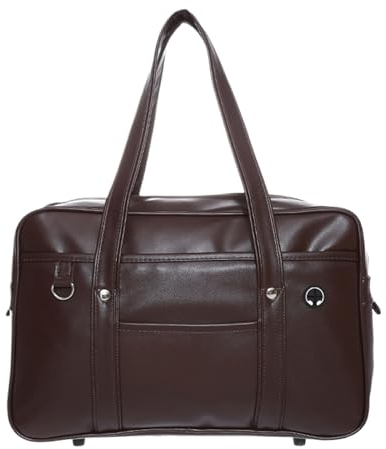 SUIOPPYUW Hochwertige Leder Schultasche für Studenten, Uniformen, Laptops, leichte japanische Handtasche, großes Fassungsvermögen, PU, breite Anwendung, Kaffee