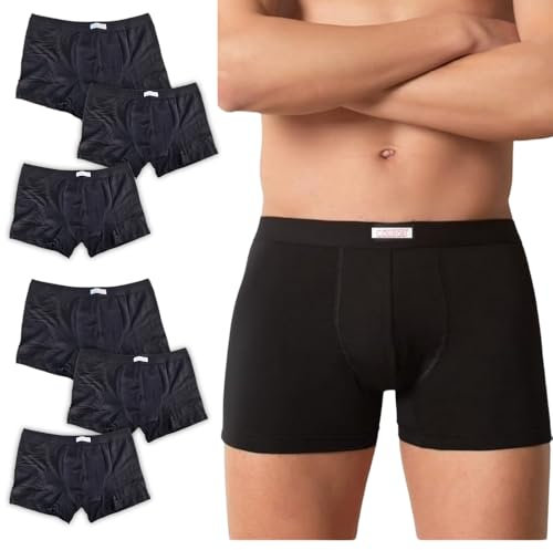 College Boxer Uomo in Puro Cotone Jersey Premium Traspirante Prodotte in Italia Anallergiche Testate Contro i Cattivi odori Made in Italy 12/6/3 Pezzi (3XL, 6pz Nero)