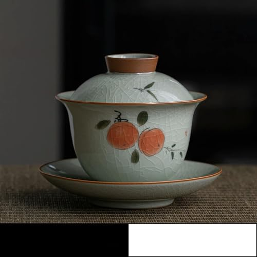 Gaiwan in Ceramica Anticata con Apertura in Pino Dipinto a Mano per zuppiera da tè Set da tè Cinese Chawan Lily Deng's Store Tazza da tè