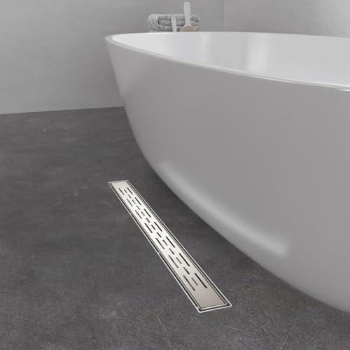 GY Bath Duschrinne 70cm Komplettset,Type H Bodenablauf Edelstahl Duschablauf,Siphon mit Geruchsstop, Haarsieb