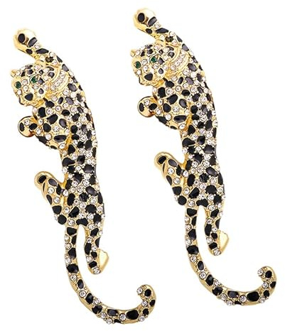2 wilde und dominierende gepunktete Leopardenbroschen Strass Legierung Tier Anstecker Broschen Herren Damen Kleidung Anzug Kleid Zubehör, Legierter Stahl, Ohne Edelstein.