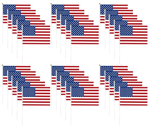 Lot de 30 drapeaux américains, petits drapeaux sur bâtons, mâts de drapeaux à main, décorations de fête, drapeaux internationaux