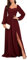 HPPEE Long Sleeve Formal Dresses with Slit for Women Pleated Chiffon Off Shoulder Bridesmaid Dress Burgundy UK20