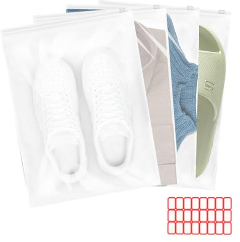JJZGPP 20 Pièces Sac de Rangement Vetement Plastique Transparent Zip, Sacs de Voyage Pochette avec fermeture éclair pour ranger des Vêtements, Sous-vêtements, Chaussures, Cosmétiques
