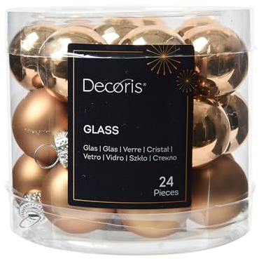 Weihnachtskugeln Glas 2,5cm 24 Stück - matt & glänzend - Mini Christbaumkugeln Weihnachtsbaumkugeln für Weihnachten - Christbaumschmuck & Weihnachtsbaumschmuck - Pekanuss Braun