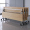 Klappbarer Konferenztisch mit Rollen, rechteckiger Trainingstisch für Büro und Klassenzimmer, mobiler Besprechungstisch mit Klappdeckel (Nussbaum, 3er-Set, 140 x 39,9 x 74,9 cm)