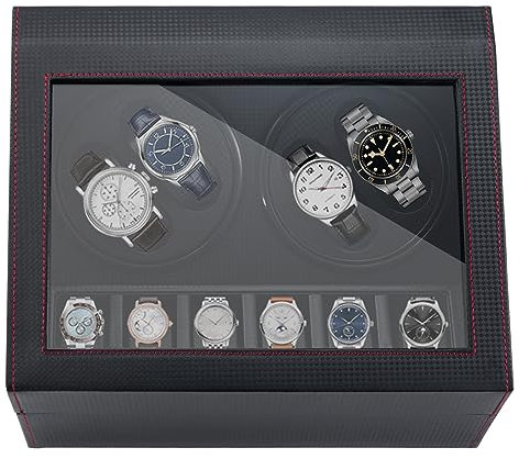 NOSTHEART Automatische Uhrenbeweger Box 4+6 PU Leder Luxuriöser Uhrenbeweger Uhrenvitrine für Automatikuhren mit Leisem Wechselstromadapter Watch Winder