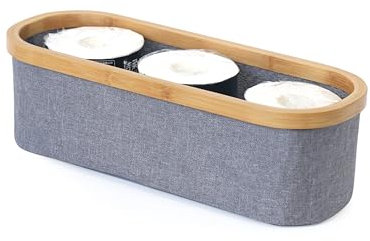 Panier de rangement pour rouleaux de papier toilette en bambou | Rangement de papier toilette en textile bambou | Système de rangement pour salle de bain | Panier de tri pour accessoires de salle de