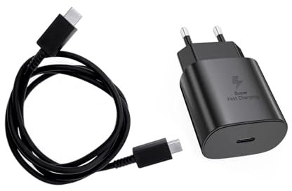 JZK Cargador rápido USB C de 25 W para Samsung Galaxy A55 A54 A53 A35 A33 A33 S23 S22 S21 S20, Cable de Carga súper rápida Tipo C Adaptador de Viaje, Enchufe de Fuente de alimentación