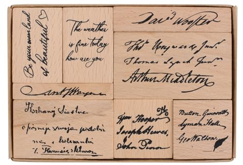 URROMA Holz-Stempel-Set, 8 Stück, Vintage-Stil, künstlerische Schrift-Siegel, Holzgummi-Kunststempel für Bastelarbeiten, Scrapbooking, Karten, Einladungen