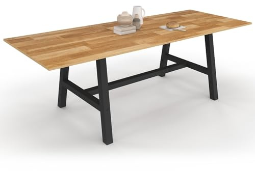 IDMarket - Table à Manger extensible Rectangle Madeleine 6-12 personnes Bois et Noir 160-240 cm