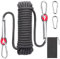 10mm Kletterseil, Outdoor-Sicherheitsseil, Nylon Seil Statisches Kletterseil Rettungsseil Feuerrettungs-Fallschirm-Seil mit 2 Karabinern für Arbeiten in der Höhe/Feuerleiter/Abseilen/Sport, Schwarz